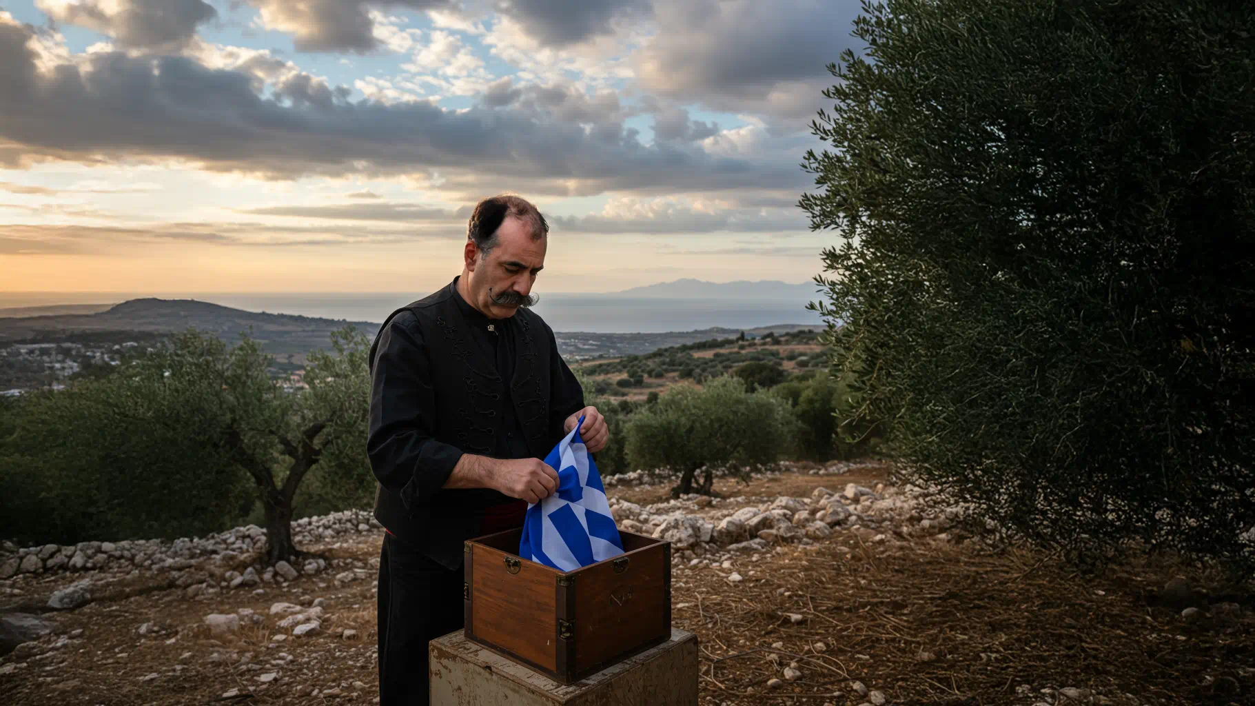 Cretan man with flag