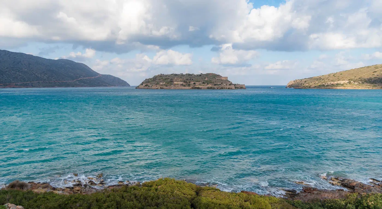 Spinalonga island as viewed from Crete