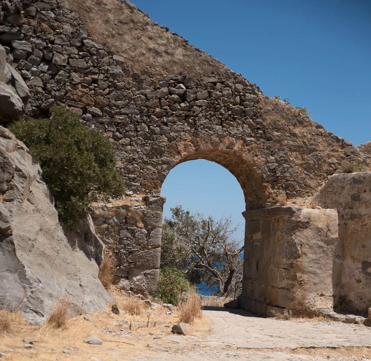 Spinalonga island in the fortress